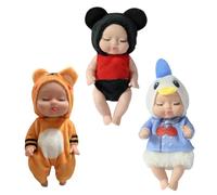 3Pcs Tiny Treasures Baby Doll Mini Reborn Dolls with Animal Clothes,Cute Little Doll Baby Elves Realistic Rebirth Dolls Miniature Cry Baby Doll Accessories for Girls Boys Kids Christmas Birthday Gifts