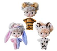 3Pcs Tiny Treasures Baby Doll Mini Reborn Dolls with Animal Clothes,Cute Little Doll Baby Elves Realistic Rebirth Dolls Miniature Cry Baby Doll Accessories for Girls Boys Kids Christmas Birthday Gifts