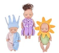 3Pcs Tiny Treasures Baby Doll Mini Reborn Dolls with Animal Clothes,Cute Little Doll Baby Elves Realistic Rebirth Dolls Miniature Cry Baby Doll Accessories for Girls Boys Kids Christmas Birthday Gifts