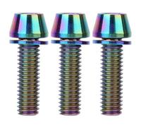 3PCS Titanium Alloy Bike Stem Screws, Durable Bicycle Disc Brake Clamp Set Screw, Lightweight TC4 Titanium Alloy with CNC Fine Cutting, Oval Head Design for Handle Stem Front Pull (M6*20mm color)