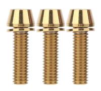 3PCS Titanium Alloy Bike Stem Screws, Durable Bicycle Disc Brake Clamp Set Screw, Lightweight TC4 Titanium Alloy with CNC Fine Cutting, Oval Head Design for Handle Stem Front Pull (M6*20mm gold)