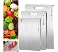3Pcs Titanium Chopping Board, Upgrade 100% Pure Titanium Cutting Board for Kitchen, Double Sided TitaniumCutting Board, Durable Dishwasher Safe Chopping Boards for Cutting Meats Fruits Vegetables
