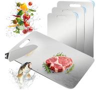 3PCS Titanium Cutting Board, BOYUNSHI Stainless Steel Chopping Boards for Kitchen Non Stick Food Grade Double-Sided Cutting Board Ideal for Meat, Vegetables, Easy to Clean