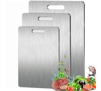 3PCS Titanium Cutting Board,Countertop Non Slip Stainless Non Stick Chopping Board,Double Sided Food Grade,Titanium Cutting Mat Chopping Boards for Meat,Vegetables