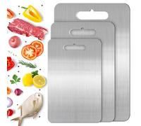 3PCS Titanium Cutting Board for Kitchen, 2025 New Double Sided Stainless Steel Chopping Board Food-Grade Chopping Boards for Kitchens, Meat, Bread, Vegetables & Fruit