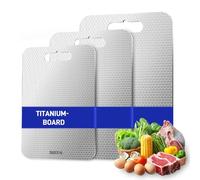 3PCS Titanium Cutting Board, S316 Stainless Steel Chopping Board, Double-Sided Food-Grade Chopping Board Non-Stick Durable and Easy to Clean
