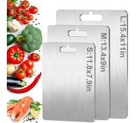 3PCS Titanium Cutting Board, S316 Stainless Steel Chopping Board, Double-Sided Food Grade Cutting Board, Dishwasher Safe Ideal for Handling Meat and Vegetables Separately
