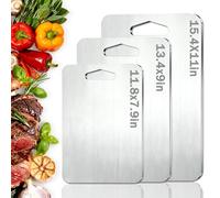 3PCS Titanium Cutting Board, S316 Stainless Steel Chopping Board, Double-Sided Food Grade Cutting Board, Dishwasher Safe Ideal for Handling Meat and Vegetables Separately