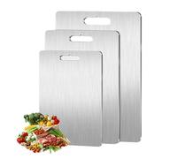 3Pcs Titanium Cutting Board,Stainless Steel Chopping Board Food Grade,Two-Sided Durability Titanium Chopping Board for Kitchens,for Meat, Vegetables, Fruit,Dishwasher-Safe