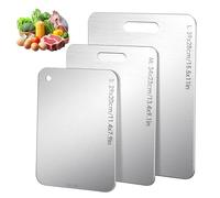 3PCS Titanium Cutting Boards, Stainless Steel Chopping Board Set for Kitchen, Camping, Hiking, Double-Sided Cutting Boards for Meat, Vegetables, Fruit, Dishwasher-Safe (29x20cm,34x23cm,39x28cm)