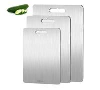 3PCS Titanium Cutting Boards, Stainless Steel Cutting Board, Titanium Chopping Board, Chopping Board Set for Outdoor Kitchen Camping Hiking (29x20cm, 34x23cm, 39x28cm)