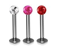 3Pcs Titanium G23 16g Labret Studs Piercing Jewelry Monroe Tragus Vertical Labret Cartilage 3mm Ferido Crystal More Choices, Titanium, no gemstone