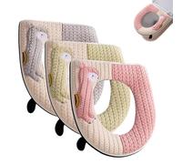 3pcs Toilet Seat Cover Cushion Pads Universal Thicken Zipper Toilet Seat Pad Mat Washable Reusable with Hanging Loop for Home Office School (Gray、Green、Beige) (Alpaca)