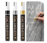 3pcs Tombstone Marker Pen Set,Gravestone Marker Pens with Black Gold Silver | Waterproof Stone Touch Up Pen Grave Stone Paint for Headstone, Granite Marble Limestone Restoration