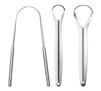 3PCS Tongue Cleaner, Portable Tongue Scraper, Stainless Steel Tongue Cleaners, Easy to use Tongue Scrapers for Adults Kids, Professional Tongue Scrapers for Fresher Breath in Seconds