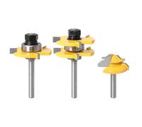 3Pcs Tongue & Grooving Joint Router Bit 45 Degree Lock Miter Router Set Stock Wood Cutting (6mm)