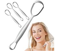 3PCS Tongue Scraper, Metal Stainless Tongue Cleaner, Tough Scraper for Mouth Cleaning, Reduce Bad Breath, Perfect for Self Care, Easy to Use and Wash, 3 Colors, 15.5×3.8 Cm