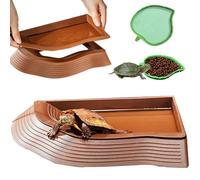 3PCS Tortoise Water Bowl With Ramp - Leaf Food and Water Dish, Turtle Pool, Reptile Bathing Pool, Soaking Dish - Aquarium Habitat Accessories Large