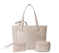 3Pcs Tote Bag for Women，Work Bag with Cup Holder & 15.6 In Laptop Compartment, Work Tote Bags for Women with Zipper, Khaki, 12" x 6" x 16", Fashion