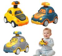 3Pcs Toy Cars for 2 Year Olds, Press and Go Vehicles Set Including Taxi, Police Car and Ambulance, Educational Toys for 1+ Year Old Boys and Girls, Ideal for Travel Entertainment and Early Learning