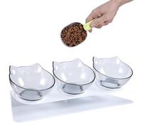 3pcs Transparent Cat Bowls with1 Stand 1 Scoop, 15°Tilted Pet Neck Protective Bowl Anti Vomiting, Detachable Elevated Food Feeder, Anti Over-turned and Spill Kitten Bowl for Feeding, Water Supplies