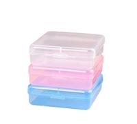 3Pcs Travel Cotton Bud Holder, Portable Qtips Case Cotton Swabs Cosmetic Pad Storage Case with Lid, Transparent Organizer Box for Hair Ties, Sponges, Dental Floss, Bathroom Vanity (Pink, Blue, Clear)