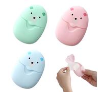 3Pcs Travel Wash, Portable Soap Flakes, Disposable Paper Soap Sheets, Travel Soaps Sheets, Suitable for Indoor Outdoor Camping Hiking Outdoor Cleaning Hands (Blue, Pink, Green)