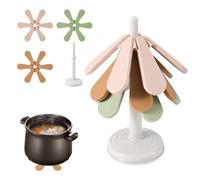 3pcs Tree Shaped Trivet, 3 Layers+1 Stand Silicone Trivets for Hot Dishes Stackable Potholders for Countertop Christmas Tree Shape Pad Table Mat Decorative Coasters for Kitchen