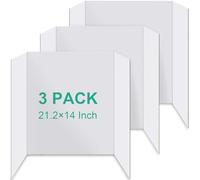 3PCS Trifold Poster Board, 21×14 Inch tri fold Poster Boards, White Corrugated Project Boards for Artwork Showcase, Science Fairs, School Projects, Event Displays, and Business Presentations
