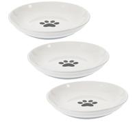 3pcs Triple Cat Bowl Shallow Ceramic Cat Feeding Bowls for Small Cats | Non-slip Silicone Base, Wide Low Profile Design, Healthy Eating Support
