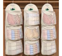 3pcs Triple-Layer Hanging Socks, and Bra Mesh Storage Bag - Perfect Dorm and Home Wall-Mounted Storage Solution with Visible Pocket Design | Multi-Layer Organizer for Clothing & Fall Decorations