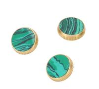 3PCS Trumpet Valve Buttons Finger Button Caps Replacement for Most Trumpet Finger Buttons Metal Valve Parts with Embedded Green Color Musical Instruments Accessories (C310 Gold)