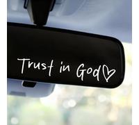 3pcs Trust in God Mirror Sticker, Car Rearview Mirror Decal Safe Driving Stickers Funny Auto Vinyl Window Decals for Men Women (White)