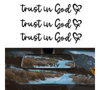 3pcs Trust in God Rearview Mirror Decal, Trust in God Rear View Mirror Sticker with Heart Vinyl Vanity Mirror Stickers Car Decals for Bumper Bottles Laptop (Black)