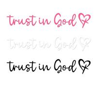 3pcs Trust in God Rearview Mirror Decal, Trust in God Sticker Car Mirror Stickers Rear View Mirror Sticker Vinyl Car Vanity Mirror Stickers (White, Black, Pink)