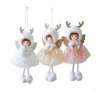 3pcs Tulle Skirt Angel Ornament Cloth Christmas Tree Decor(3PCS) | for whimsical angel design, plush net fabric, deer antlers, glitter accents, festive tree charm