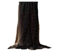 3pcs Tulle Table Runner Pearl Tulle Tablecloth Wedding Veil Fabrics For Wedding Arch Dessert Table Decorations(Black,75x400cm)