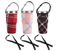 3PCS Tumbler 30oz Carrier Holder Pouch + Shoulder Strap, Fit for YETI, Rtic, Atlin, Ozark Trail, Rambler, Neoprene Sleeve + Carrying Handle, Multi-Color