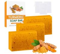 3PCS Turmeric Glow Soap, Natural Kojic Acid Soap for Face & Body, for Dark Spots, Smooth Skin, Reduces Acne, Pores Shrink, Fades Scars