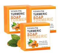 3Pcs Turmeric Soap, Lightening Kojic Acid Turmeric Soap Bar for Body and Face, Moisturize and Evenen Complexion, 100g, for Dark Spots, Bar