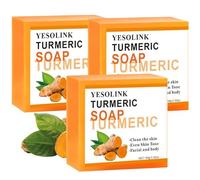 3Pcs Turmeric Soap, Lightening Kojic Acid Turmeric Soap Bar for Body and Face, Moisturize and Evenen Complexion, 100g