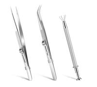 3Pcs Tweezers,Tweezers for Women Facial Hair,Jewelry Diamond Tweezer Lash Precision Tweezer Set Stainless Steel Diamond Claw Holder Grabber for Jewelry Making Craft Model Electronics