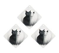 3PCS Two Cats Hugging Car Air Freshener Hanging Scented Cards Cute Gray Car Fresheners Long Lasting New Cars Scents for Women Men Natural Air Freshener with Lanyard Automotive Freshies
