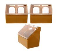 3pcs Two Hole Hanging Bird Feeder with Lid Wear Resistant Plastic | Coffee Colour, Anti Spatter and Lightweight Design, Easy to Clean for Pigeons and PET Birds