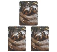 3PCS Two Sloths Hugging Car Air Freshener Hanging Scented Cards Cute Gray Car Fresheners Long Lasting New Cars Scents for Women Men Natural Air Freshener with Lanyard Automotive Freshies