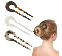 3Pcs U Shaped Barrettes 5.3 Inch Acetate French Hair Sticks Vintage Cellulose Acetate Tortoise Shell Hair Fork Hair Accessories for Women Girls Updos Long Thick Hair