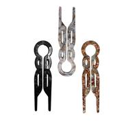 3PCS U-Shaped Hair Pins for Thick Long Hair, Acetate French Twist Fork Pins, Strong Hold Bun Pins for Updos, Elegant Hair Accessories for Women, Wedding & Daily Use, Black & Brown