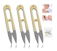 3Pcs U-Shaped Sewing Scissors, High-Carbon Steel Thread, Yarn, Embroidery Clippers, Mini Small Snips Trimming Nipper, for Embroidery, Fabric Cutting, Crafting, DIY Supplies (Gold)