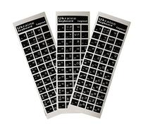 3PCS Ukraine Language Ukrainian Keyboard Sticker Black/Clear Background White/Blue Red Letters for Universal PC Laptop Keyboard Stickers 13x11mm Per Letter