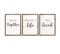 3Pcs Unframed And So Together They Built A Life They Loved Sign With Above Bed Wall Art Bedroom Living Room Rustic Farmhouse Decor For Home 12x18inch